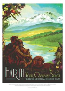 Festmény reprodukció Earth - Your Oasis in Space (Retro Intergalactic Space Travel) NASA, (30 x 40 cm)