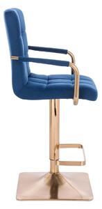 HC1015WP Négyzet Tengerkék modern velúr szék arany lábbal