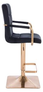 HC1015WP Négyzet Fekete modern velúr szék arany lábbal