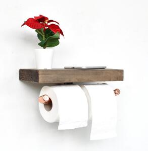 Asir Vécépapír tartó polccal BORU 12x30 cm fenyő/réz AS1172