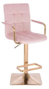 HC1015WP Négyzet Rózsaszín modern velúr szék arany lábbal