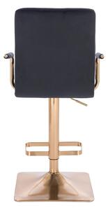 HC1015WP Négyzet Fekete modern velúr szék arany lábbal