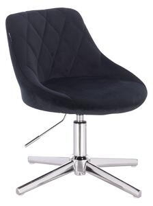 HR1054CROSS Fekete modern velúr szék krómozott lábbal