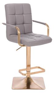 HC1015WP Négyzet Szürke modern műbőr szék arany lábbal