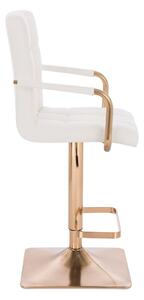 HC1015WP Négyzet Fehér modern műbőr szék arany lábbal