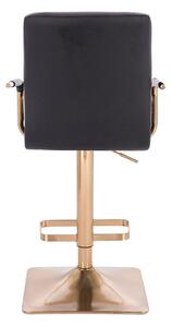HC1015WP Négyzet Fekete modern műbőr szék arany lábbal