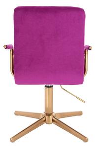 HC1015PCROSS Fukszia modern velúr szék arany lábbal