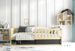 BENEDIS gyerekágy + matrac, 80x160, grafit/fehér/fekete