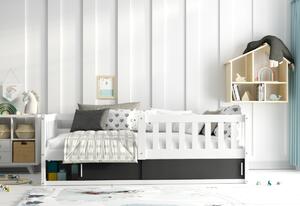 BENEDIS gyerekágy + matrac, 80x160, grafit/fehér/fekete