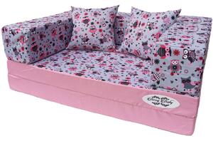 Szivacs kanapéágy - Wextra felnőtt méret - puncs - rózsaszín baglyos