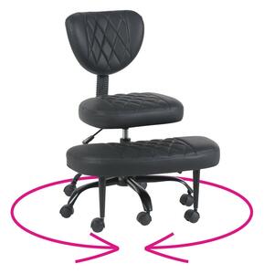 Ergonomikus térdeplőszék, fekete műbőr/fekete, SAMER