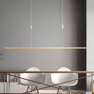 Quitani LED függő lámpa Tolu, hossza 139 cm, sárgaréz, dimmelhető, Sárgaréz / arany, Nappali / Étkező, Alumínium, Modern