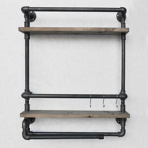 Hanah Home Pipe Shelf Walnut Black Boruraf104