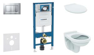Geberit Duofix - Falra szerelhető szerelőkészlet, Alpha WC ülőkével, Sigma30 nyomógomb, króm matt/króm 111.300.00.5 NR7