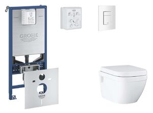 Grohe Rapid SLX - Készlet fali beépítéshez, WC, SoftClose ülőkével és Skate Cosmopolitan gombbal, alpesi fehér SANI11BB3109