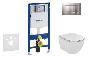 Geberit Duofix - Ideal Standard Tesi falra szerelhető WC és ülőkés szett, Sigma30 gombok, matt króm/króm 111.300.00.5 NF7