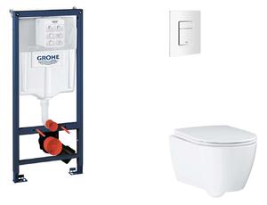 Grohe Rapid SL - Készlet fali beépítéshez, WC, SoftClose ülőkével és Skate Cosmopolitan gombbal, alpesi fehér SANI11BB3129