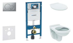 Geberit Duofix - Falra szerelhető szerelőkészlet, WC Alpha ülőkével, gombos Sigma01, matt króm, matt króm 111.300.00.5 NR3