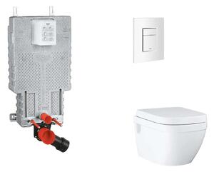 Grohe Uniset - Készlet fali beépítéshez, WC, SoftClose ülőkével és Skate Cosmopolitan gombbal, alpesi fehér SANI15BB3109