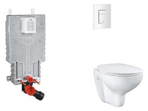 Grohe Uniset - Készlet fali beépítéshez, WC, SoftClose ülőkével és Skate Cosmopolitan gombbal, alpesi fehér SANI15BB3101