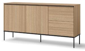 Komód Evaliri 102, Laminált forgácslap, 84x166x41cm, Tölgy, Fekete
