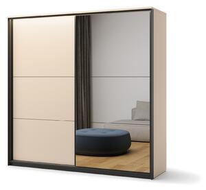 Gardróbszekrény Virmoro 100, Laminált forgácslap, 221x220x68cm, Fekete, Bézs