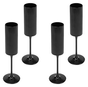 King Home SHP CURLY pezsgőspohár szett műanyag fekete bordázott