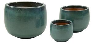 Cove Caldron Kerámia Növénytartó Szett Mohazöld 27x18-53x38cm S3