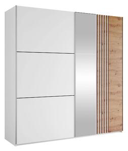 Gardróbszekrény Honolulu 253, Laminált forgácslap, 215x203x65cm, Fehér, Wotan tölgy