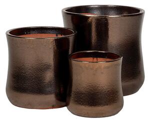 Lenie Caldron kerámia növénytartó szett bronz 24x24-38x38cm S3