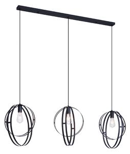 Design függőlámpa fekete téglalap alakú 3-lámpás - Indu