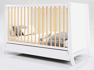 Cosmo Scandi gyerekágy 120x60 fehér-természetes egyetemes kiságy leesésgátló