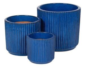 Soren Cylinder Kerámia Növénytartó Szett Királykék 22x20,5-38x35cm S3