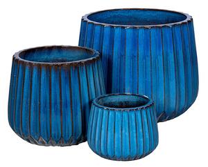 Lark Caldron Kerámia Növénytartó Szett Antik Kék 27x21,5-56x44,5cm S3