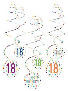 Konfettis Happy Birthday 18 szalag dekorációs szett 6 db-os
