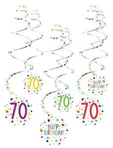 Konfettis Happy Birthday 70 szalag dekorációs szett 6 db-os