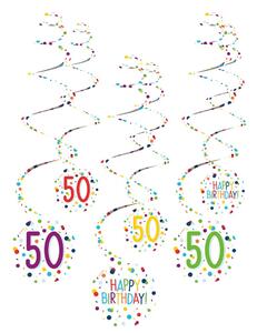 Konfettis Happy Birthday 50 szalag dekorációs szett 6 db-os