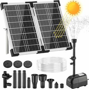 Napenergia Clevich 20W, vízpumpa monokristályos üveg napelemmel, szabályozható teljesítmény 230 l/h, vízsugár 30-180 cm, kefe nélküli motor, 7 permetezési mód, 2 tartalék szűrő, 5 m vízálló k