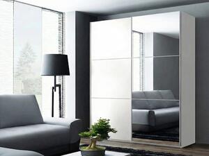 Gardróbszekrény Honolulu 124, Laminált forgácslap, 215x151x65cm, Fehér
