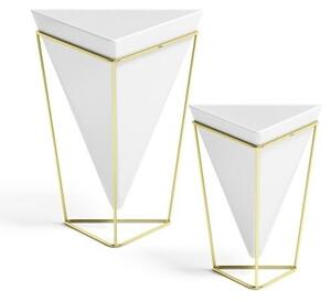 Umbra Trigg Geometrikus Kerámia Virágtartó Készlet Fehér-Arany