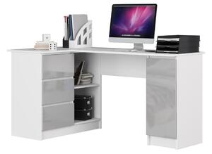 RADANA íróasztal, 155x77x85, fehér/szürke, balos