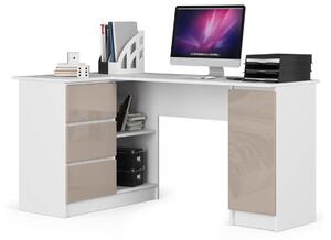 RADANA íróasztal, 155x77x85, fehér/bézs, balos