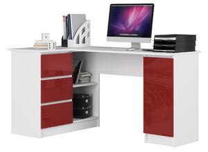 RADANA íróasztal, 155x77x85, fehér/piros, balos