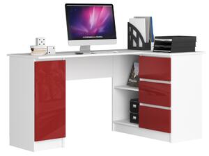 B20 íróasztal, 155x77x85, fehér/piros, jobb