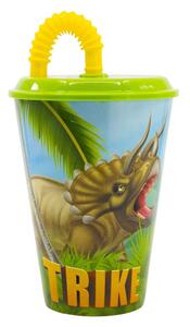 Dinoszaurusz T-Rex szívószálas pohár, műanyag 430 ml