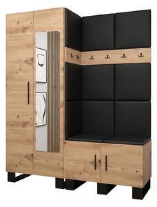 Előszobabútor Amanda 14 (artisan tölgy + fekete öko-bőr)