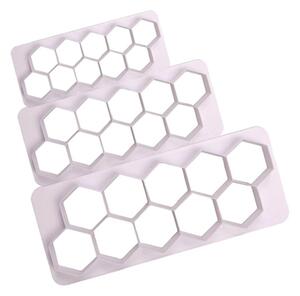 3 részes geometrikus hatszög alakú fondant kiszúró készlet méhsejt minta készítéshez