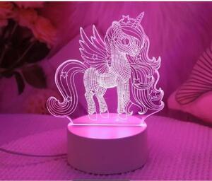 3D LED gyereklámpa unikornis rózsa figurás éjjeli lámpa