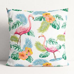 Goldea dekoratív párnahuzat - cikkszám 306, flamingó madarak és trópikus növények 60 x 60 cm