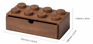 Fából készült asztali doboz 8-as, fiókkal, többféle - LEGO Szín: dub - tmavě mořený